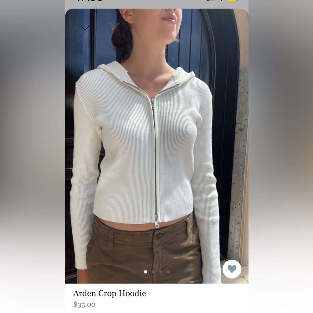 Arden Crop White Hoodie O/S